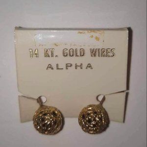 14 kt Gold Wire Alpha Vintage Earrings